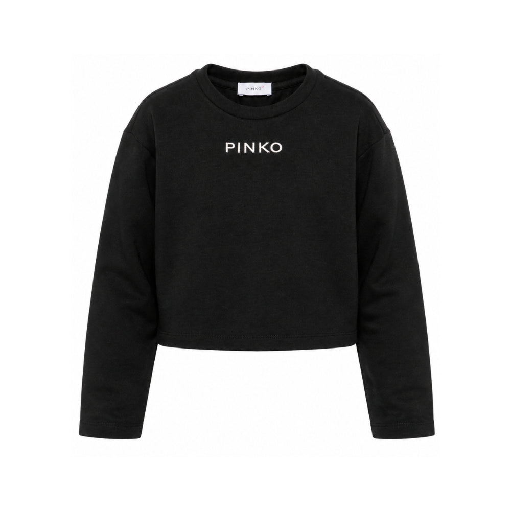 Felpa per bambina Pinko Kids nera con logo sul davanti KFTS070CJE018 0909 PINKO KIDS