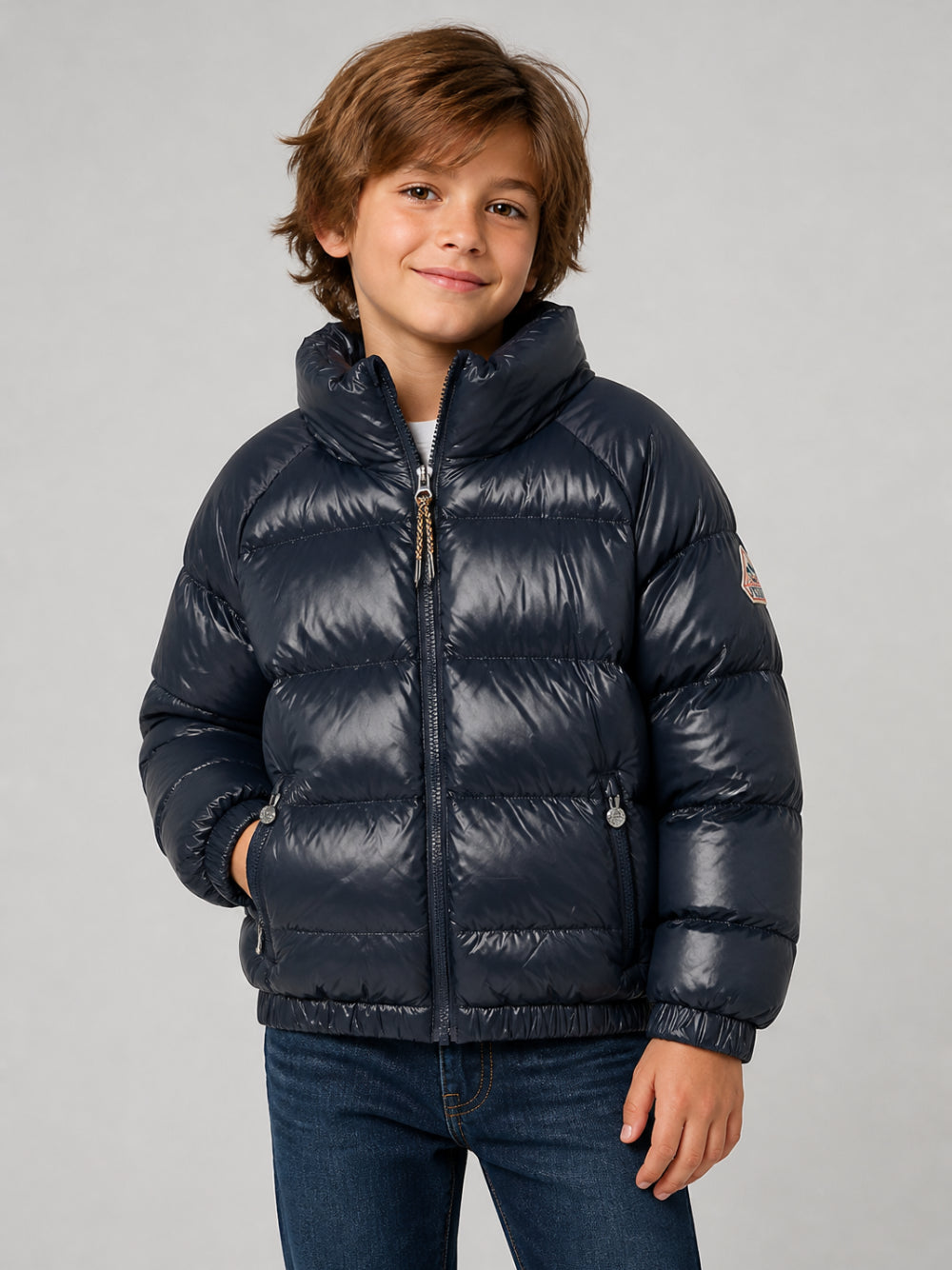 Piumino glossy per bambino Pyrenex Kids blu con imbottitura HKY019 4004 PYRENEX KIDS