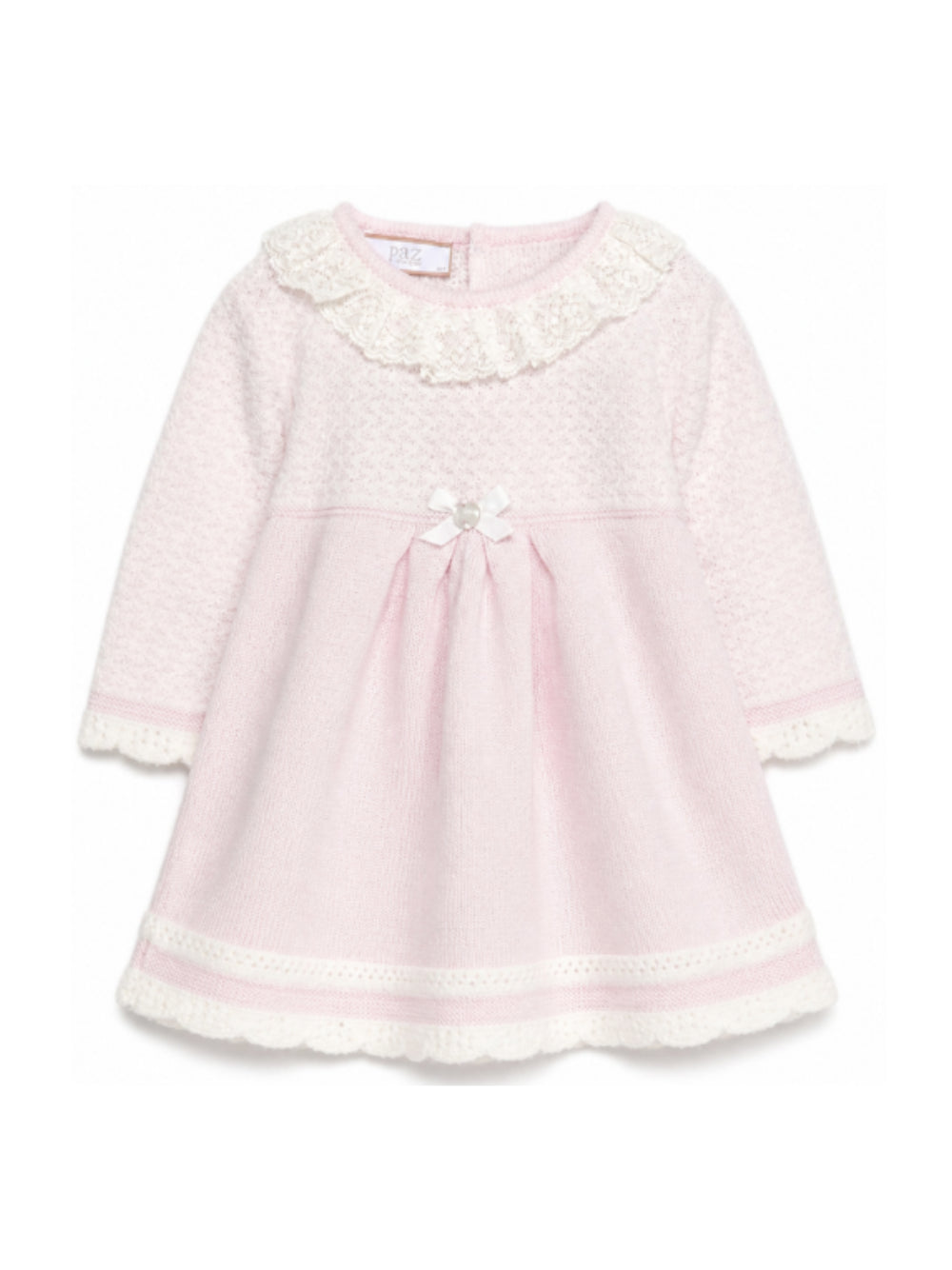 Abito per neonata Paz Rodriguez Kids rosa con bordo in pizzo 004-114215 3060 PaZ RODRIGUEZ KIDS
