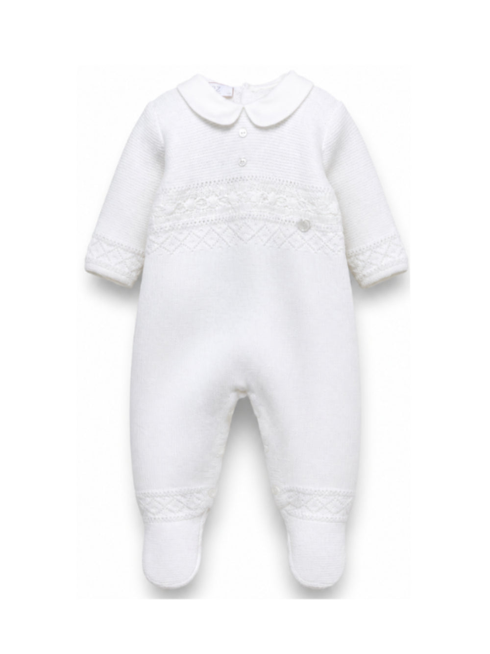 Tutina per neonati Paz Rodriguez Kids bianca con colletto alla Peter Pan 005-114016 6060 PaZ RODRIGUEZ KIDS