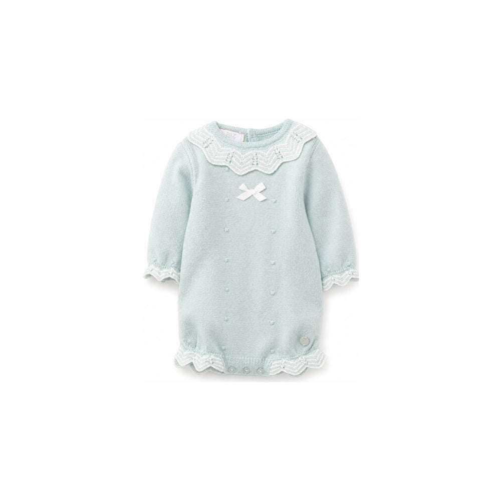Tutina per neonati Paz Rodriguez Kids verde con colletto arrotondato con bordo a festone 005-114134 0316 PaZ RODRIGUEZ KIDS