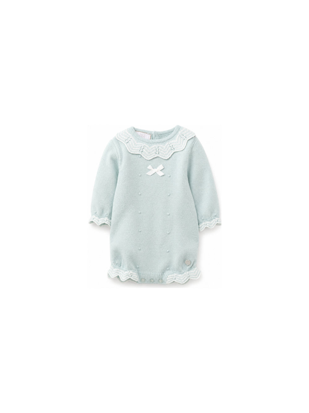 Tutina per neonati Paz Rodriguez Kids verde con colletto arrotondato con bordo a festone 005-114134 0316 PaZ RODRIGUEZ KIDS