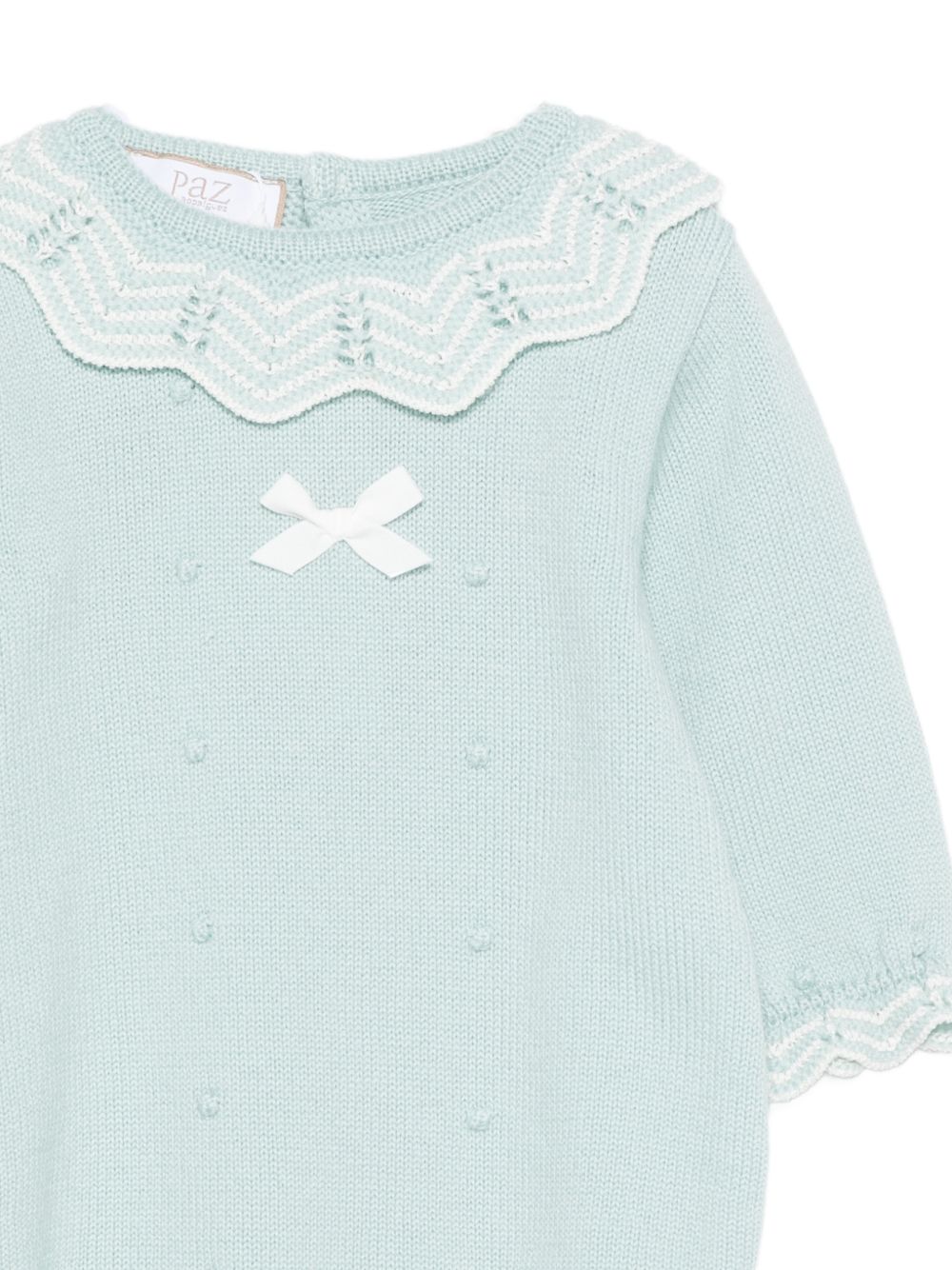 Tutina per neonati Paz Rodriguez Kids verde con colletto arrotondato con bordo a festone 005-114134 0316 PaZ RODRIGUEZ KIDS