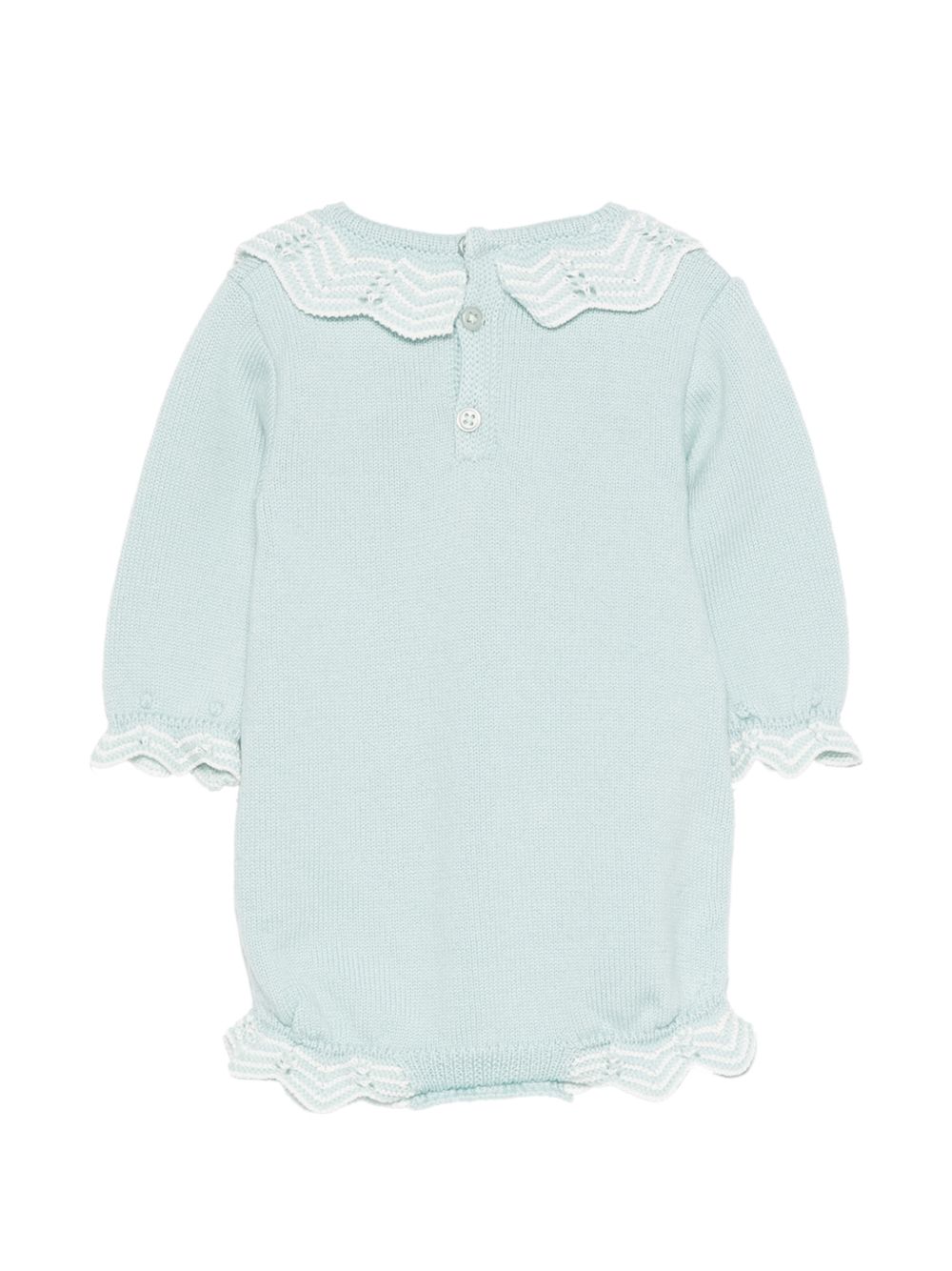 Tutina per neonati Paz Rodriguez Kids verde con colletto arrotondato con bordo a festone 005-114134 0316 PaZ RODRIGUEZ KIDS