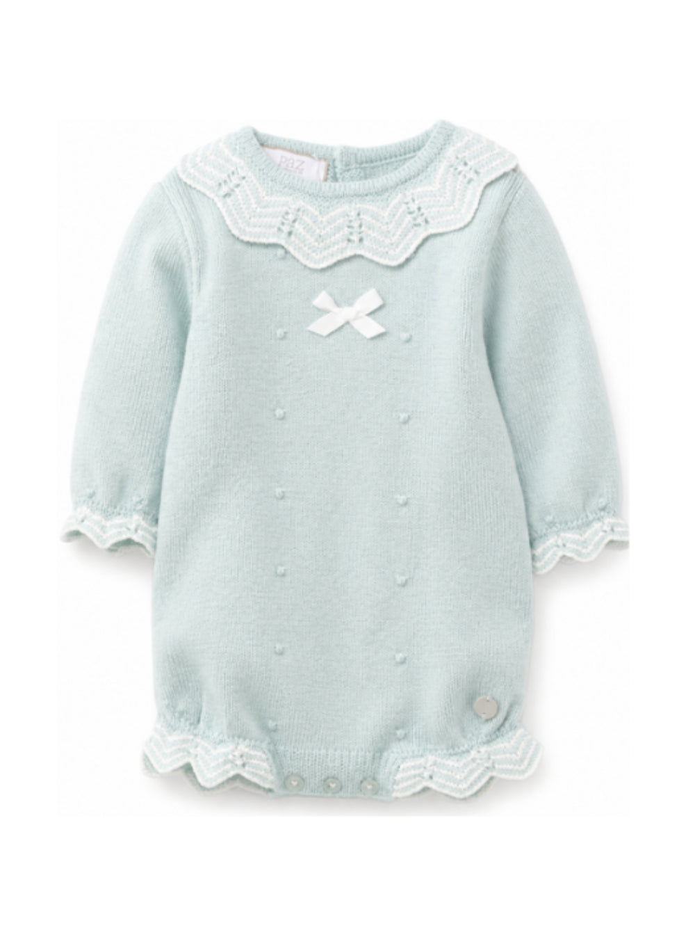 Tutina per neonati Paz Rodriguez Kids verde con colletto arrotondato con bordo a festone 005-114134 0316 PaZ RODRIGUEZ KIDS