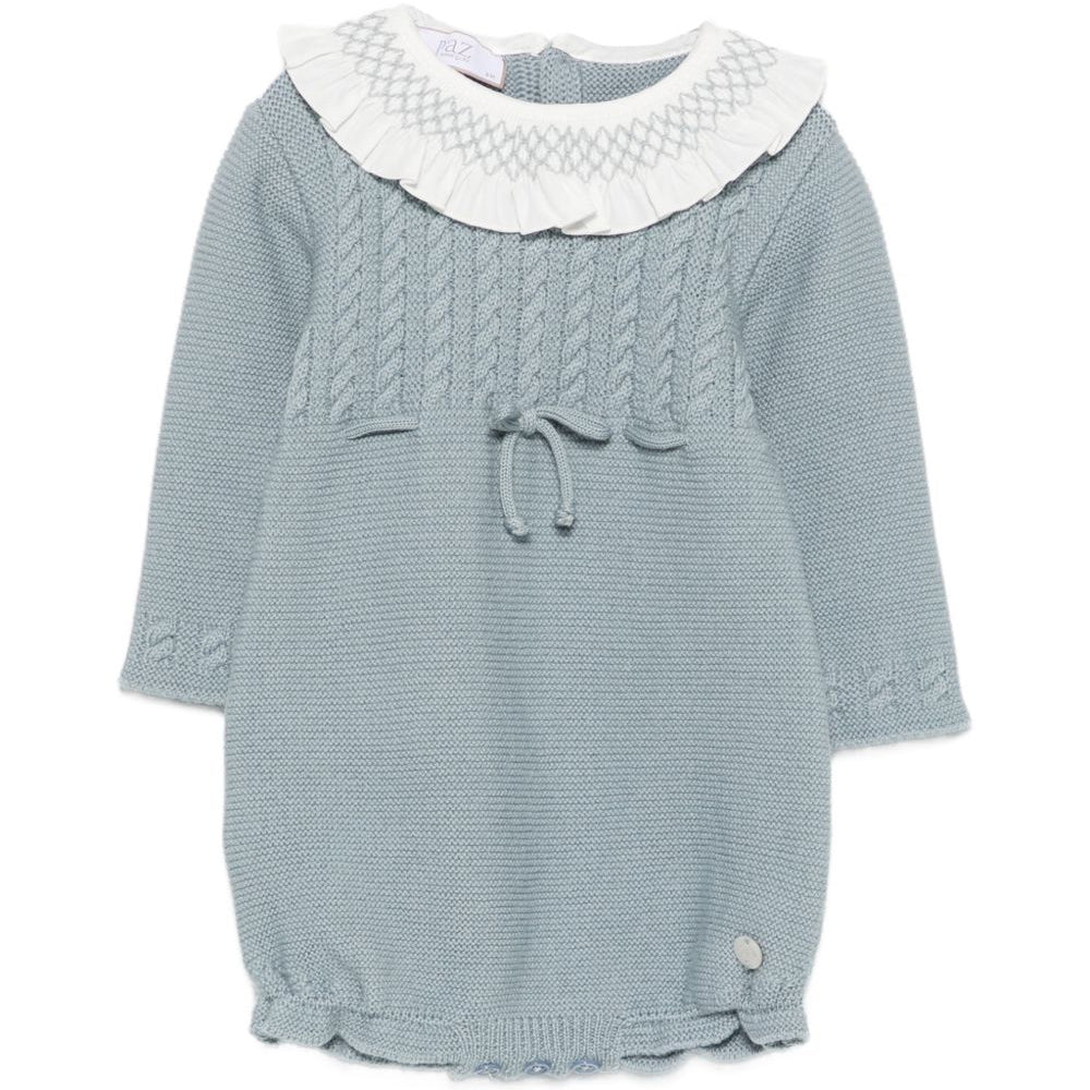 Tutina per neonato Paz Rodriguez Kids azzurra con colletto con punto smock 005-114174 180 PaZ RODRIGUEZ KIDS