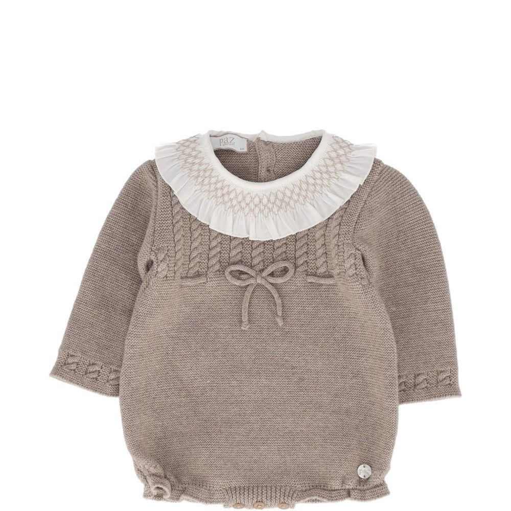Tutina per neonato Paz Rodriguez Kids marrone con colletto con punto smock 005-114174 68 PaZ RODRIGUEZ KIDS