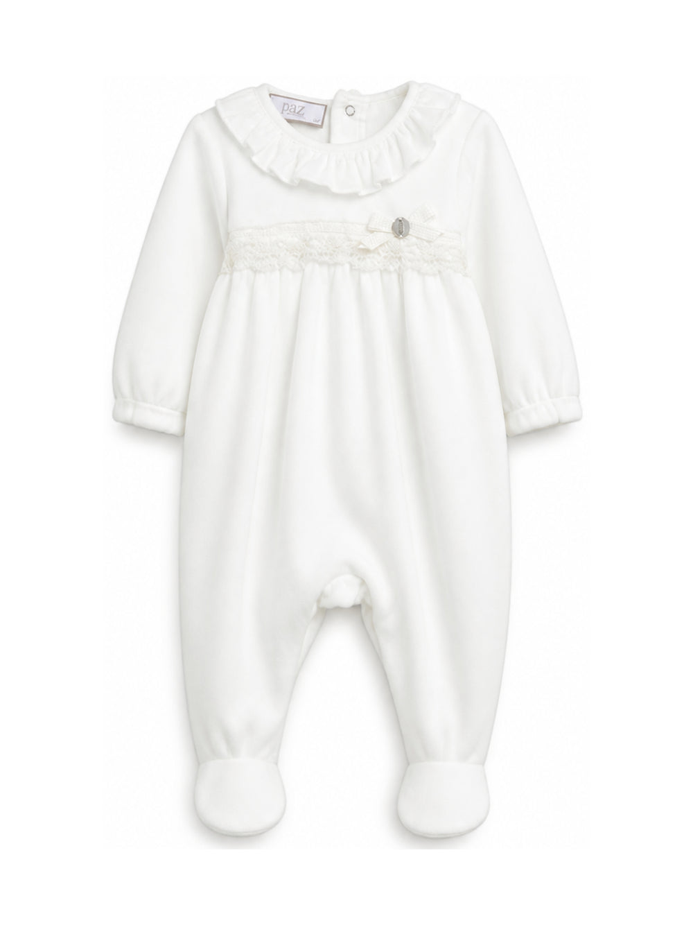 Tutina per neonata Paz Rodriguez Kids bianca con colletto bianco con volant 005-193767 60 PaZ RODRIGUEZ KIDS