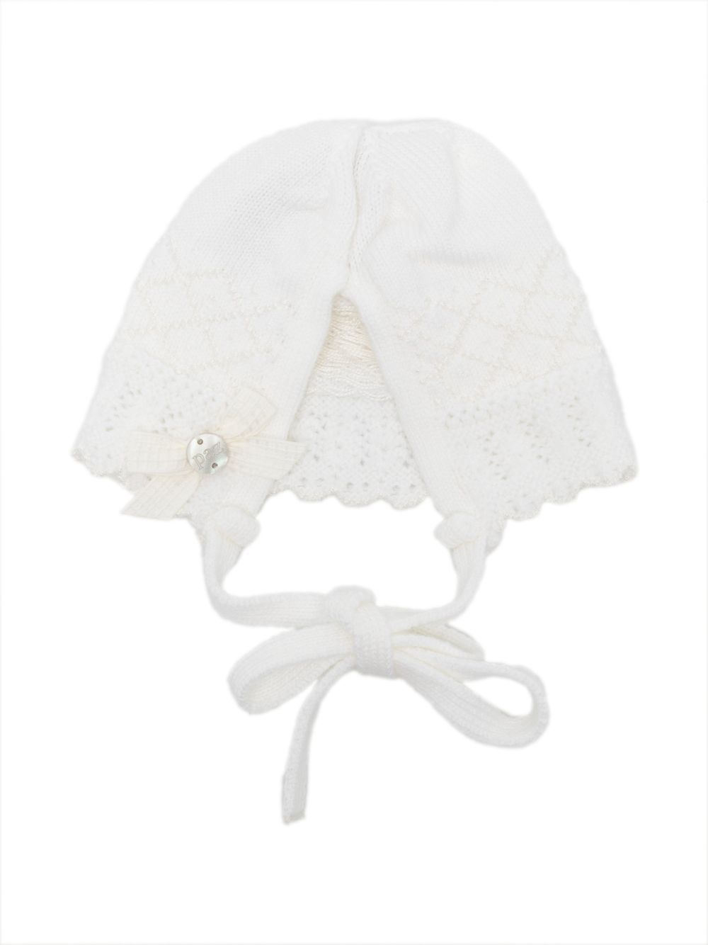 Cuffia per neonata Paz Rodriguez Kids bianco con lavorazione a pointelle 011-114011 6060 PaZ RODRIGUEZ KIDS