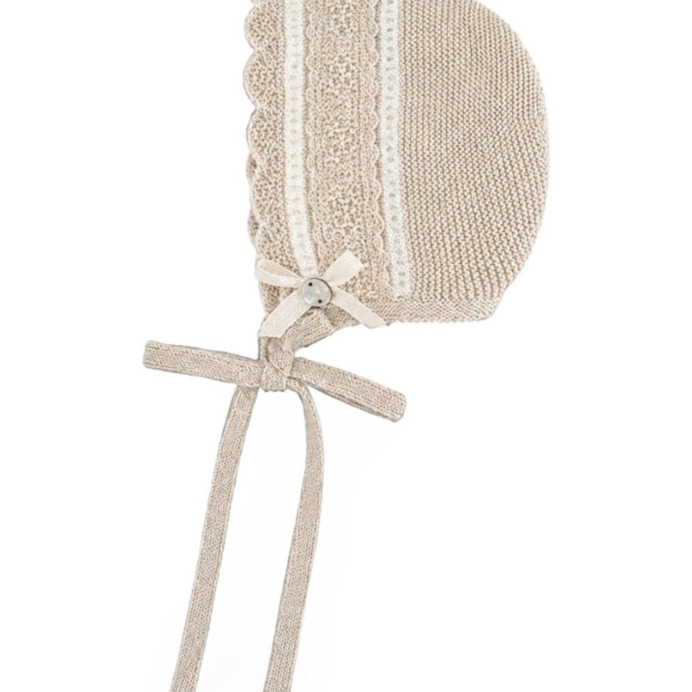 Cappello per neonati Paz Rodriguez Kids beige con design lavorato a maglia 011-124035 7360 PaZ RODRIGUEZ KIDS