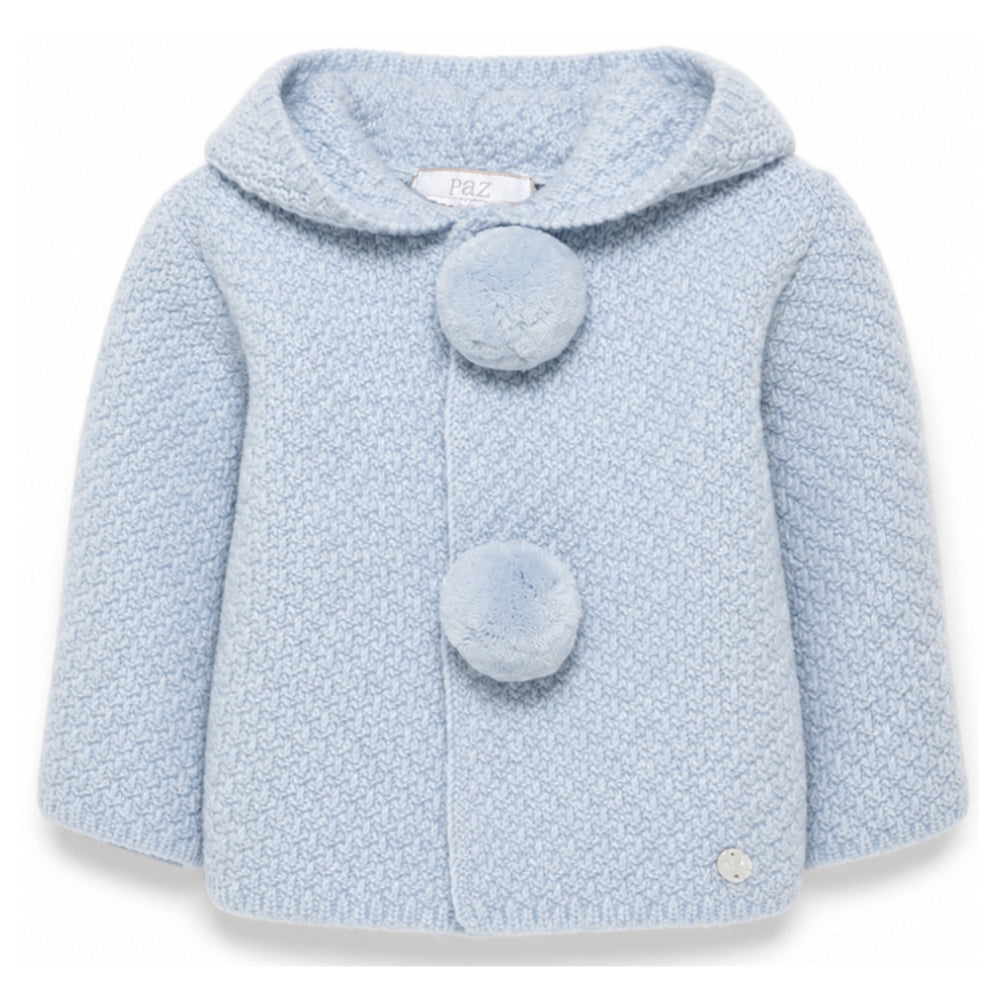Cappotto per neonato Paz Rodriguez Kids azzurro con ponpon 012-114140 20 PaZ RODRIGUEZ KIDS