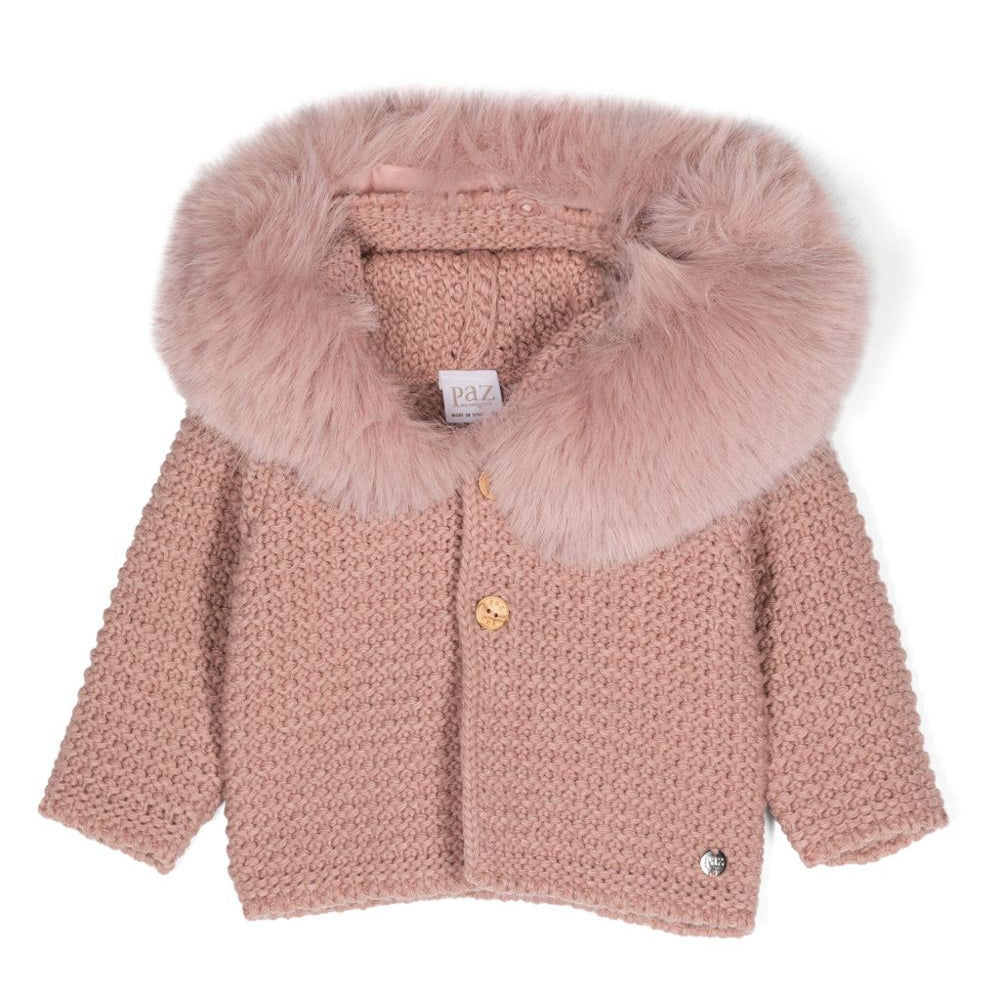 Cappotto per neonata Paz Rodriguez Kids rosa con design lavorato a maglia 012-130943 35 PaZ RODRIGUEZ KIDS