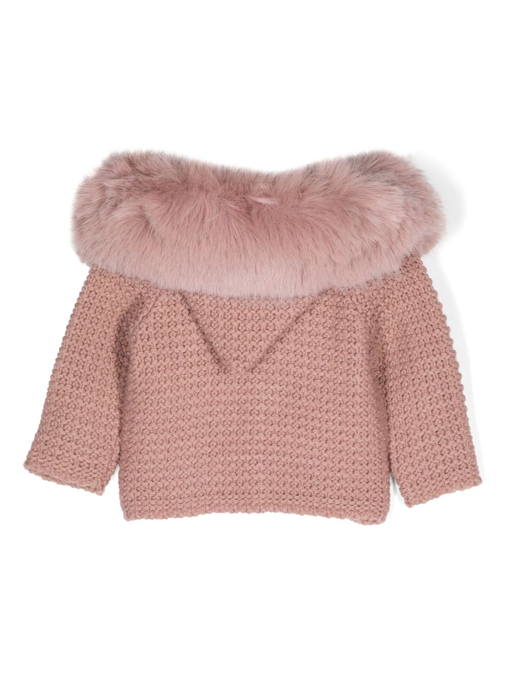 Cappotto per neonata Paz Rodriguez Kids rosa con design lavorato a maglia 012-130943 35 PaZ RODRIGUEZ KIDS