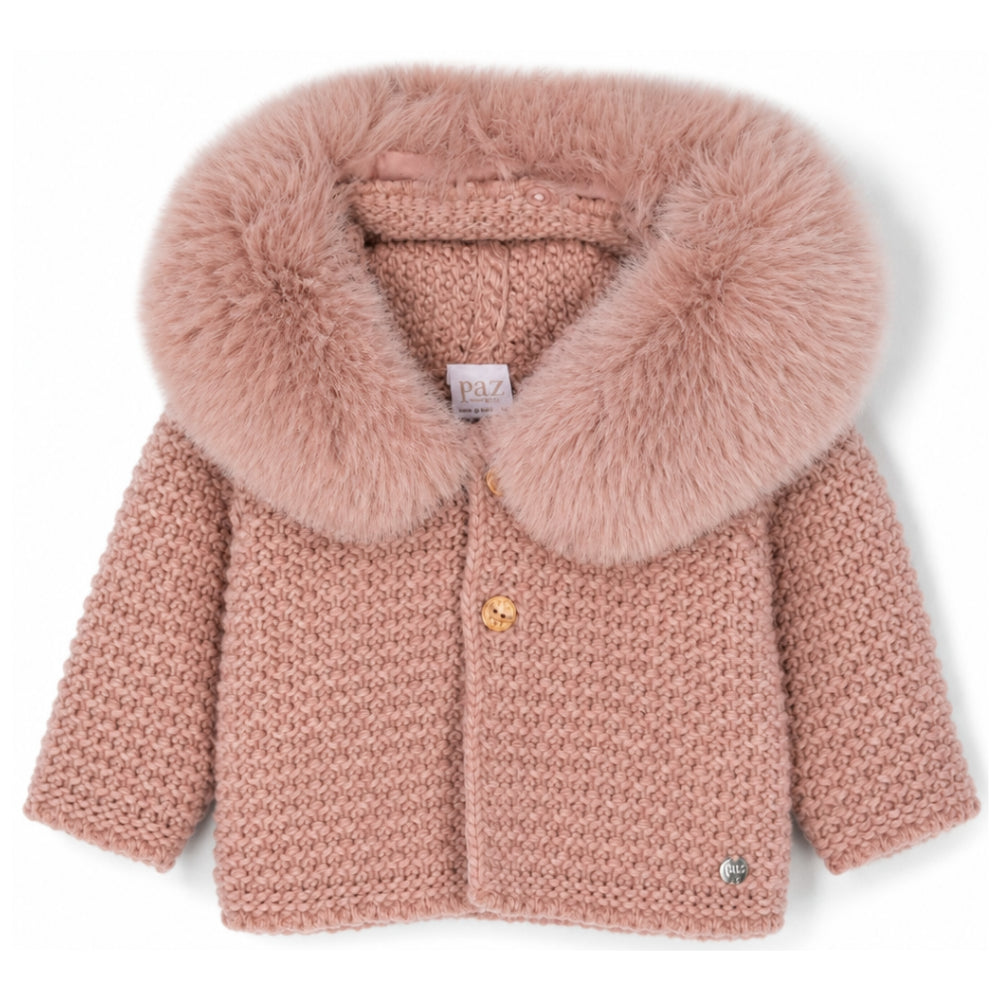 Cappotto per neonata Paz Rodriguez Kids rosa con design lavorato a maglia 012-130943 35 PaZ RODRIGUEZ KIDS