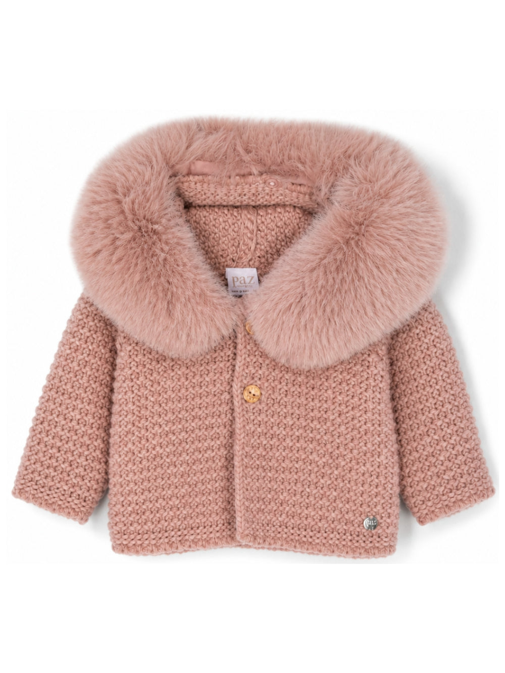 Cappotto per neonata Paz Rodriguez Kids rosa con design lavorato a maglia 012-130943 35 PaZ RODRIGUEZ KIDS