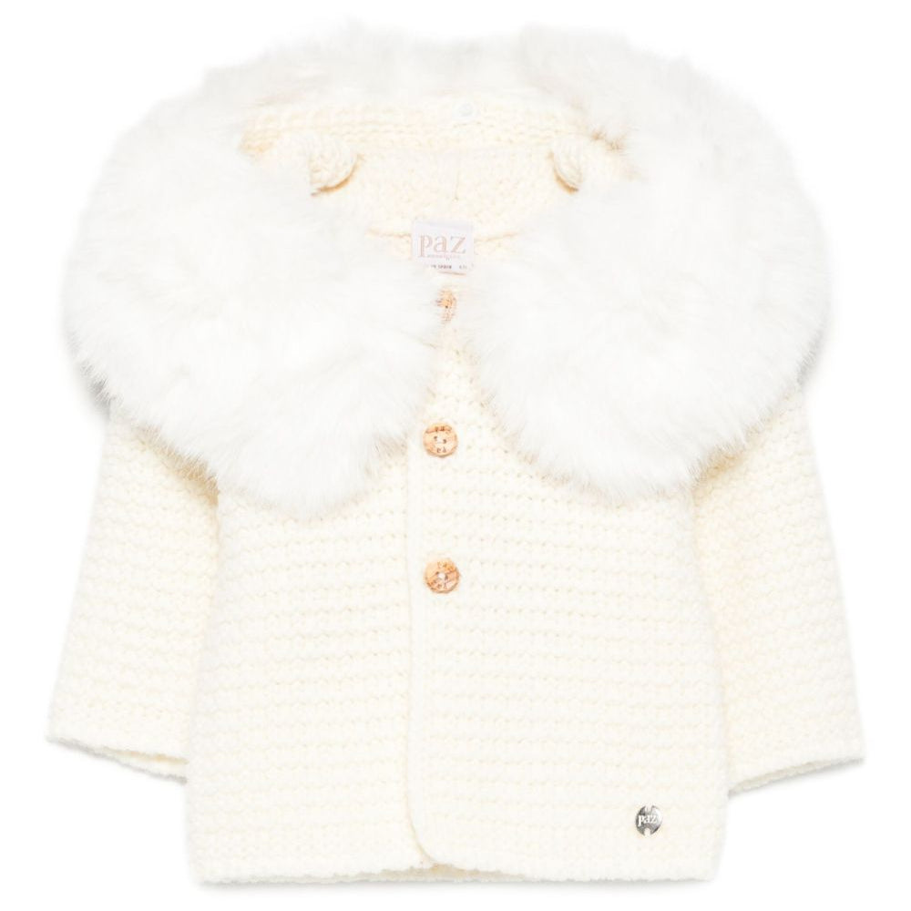 Cappotto per neonati Paz Rodriguez Kids bianco con pelliccia sintetica 012-130943 60 PaZ RODRIGUEZ KIDS