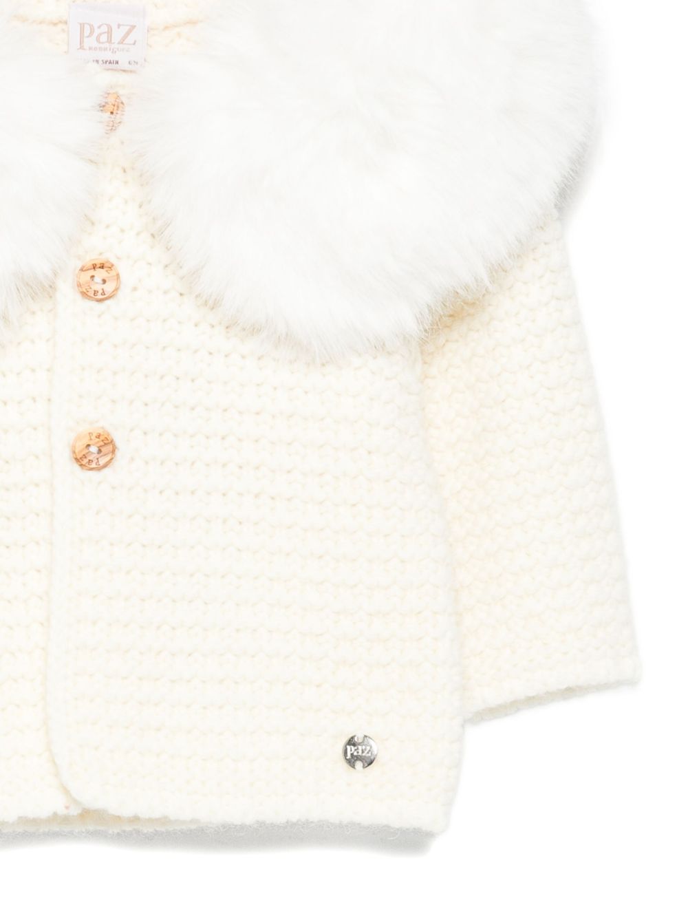Cappotto per neonati Paz Rodriguez Kids bianco con pelliccia sintetica 012-130943 60 PaZ RODRIGUEZ KIDS