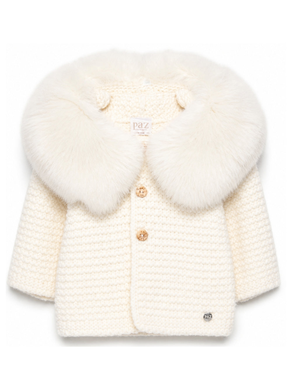 Cappotto per neonati Paz Rodriguez Kids bianco con pelliccia sintetica 012-130943 60 PaZ RODRIGUEZ KIDS