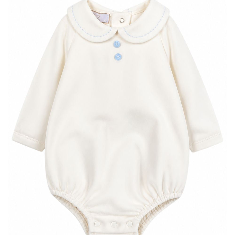 Tutina per neonati Paz Rodriguez Kids bianca con cuciture a contrasto 020-99843J 6080 PaZ RODRIGUEZ KIDS