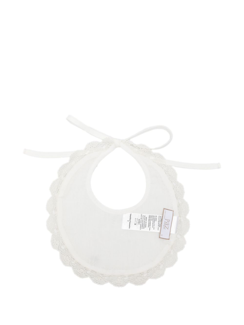 Bavaglino per neonati Paz Rodriguez Kids bianco con bordo a smerlo 038-153697 60 PaZ RODRIGUEZ KIDS
