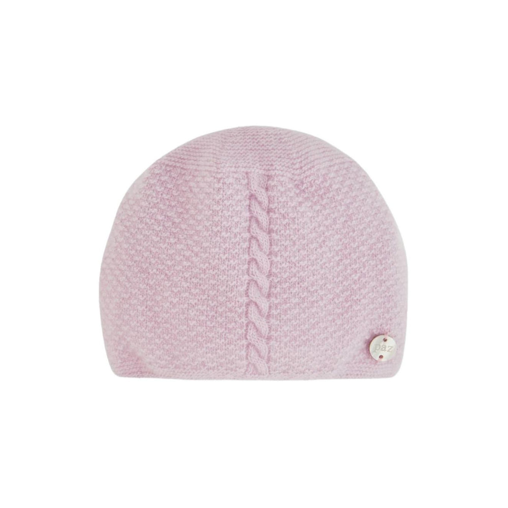 Berretto per neonata Paz Rodriguez Kids rosa con maglia intrecciata 040-114056 37 PaZ RODRIGUEZ KIDS