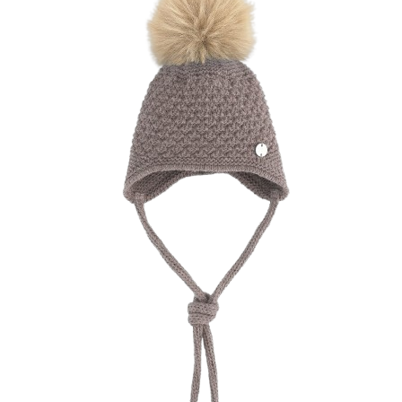Cappello per neonato Paz Rodriguez Kids marrone con pompon 040-114086 68 PaZ RODRIGUEZ KIDS