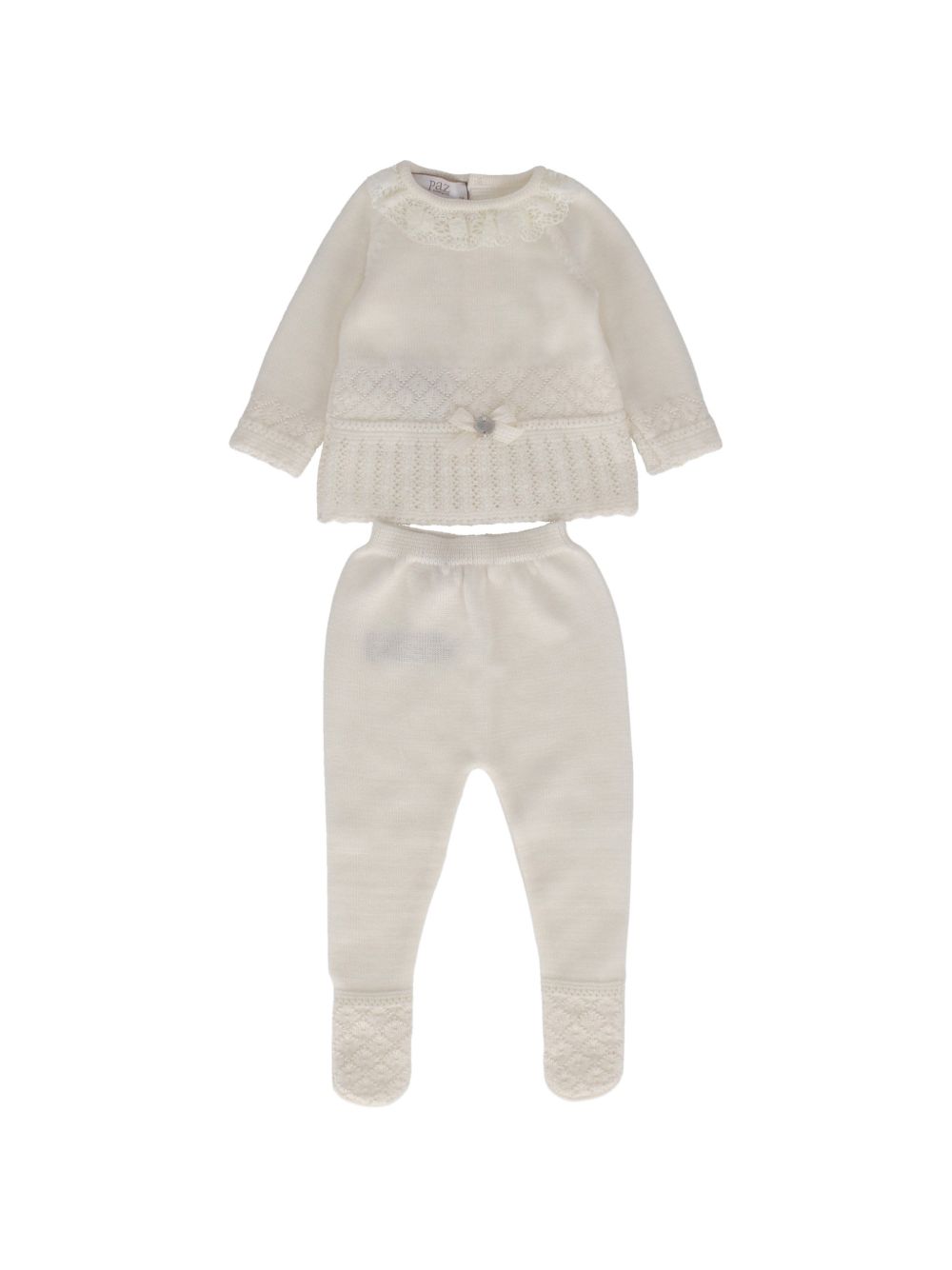 Set due pezzi per neonati Paz Rodriguez Kids beige con dettaglio a rombi 103-114009 6060 PaZ RODRIGUEZ KIDS