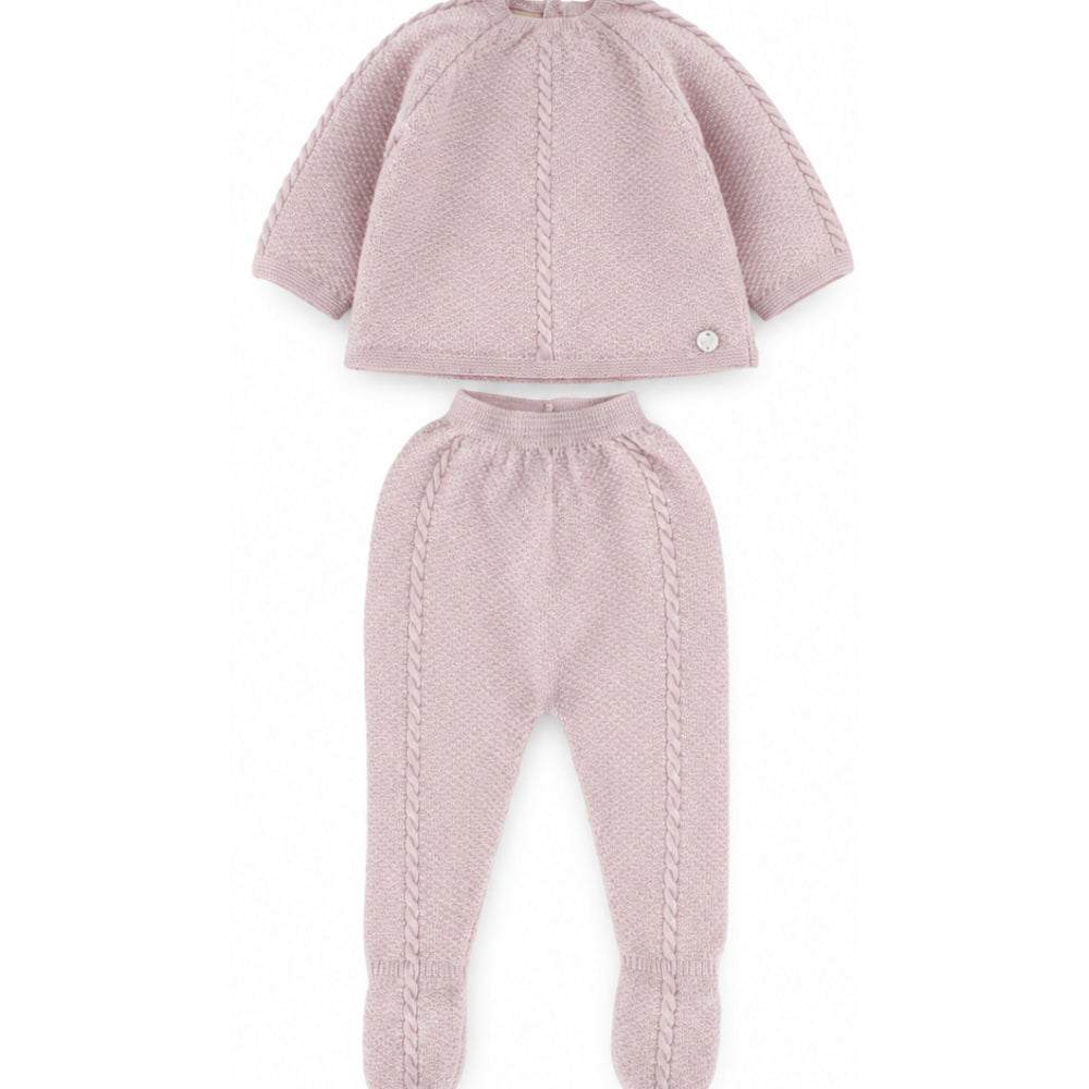 Set due pezzi per neonata Paz Rodriguez Kids rosa con lavorazione in rilievo 103-114052 37 PaZ RODRIGUEZ KIDS