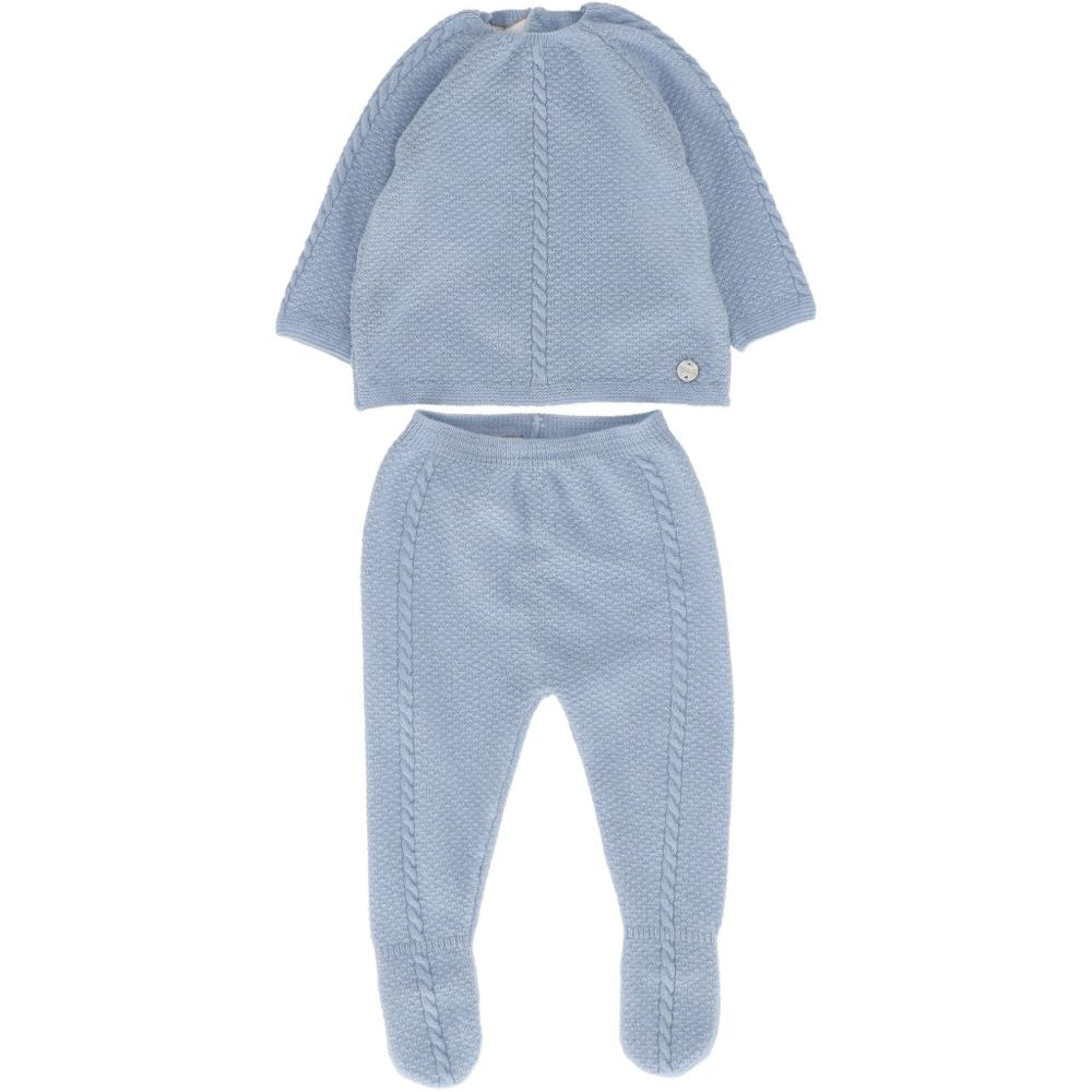 Set due pezzi per neonato Paz Rodriguez Kids blu con lavorazione a trecce 103-114052 80 PaZ RODRIGUEZ KIDS