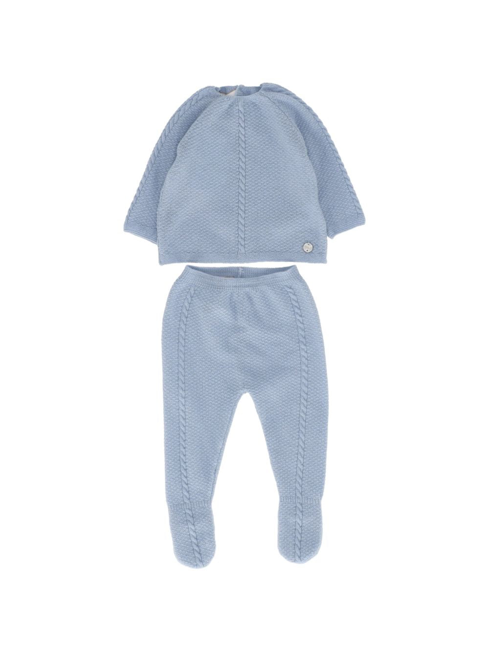 Set due pezzi per neonato Paz Rodriguez Kids blu con lavorazione a trecce 103-114052 80 PaZ RODRIGUEZ KIDS