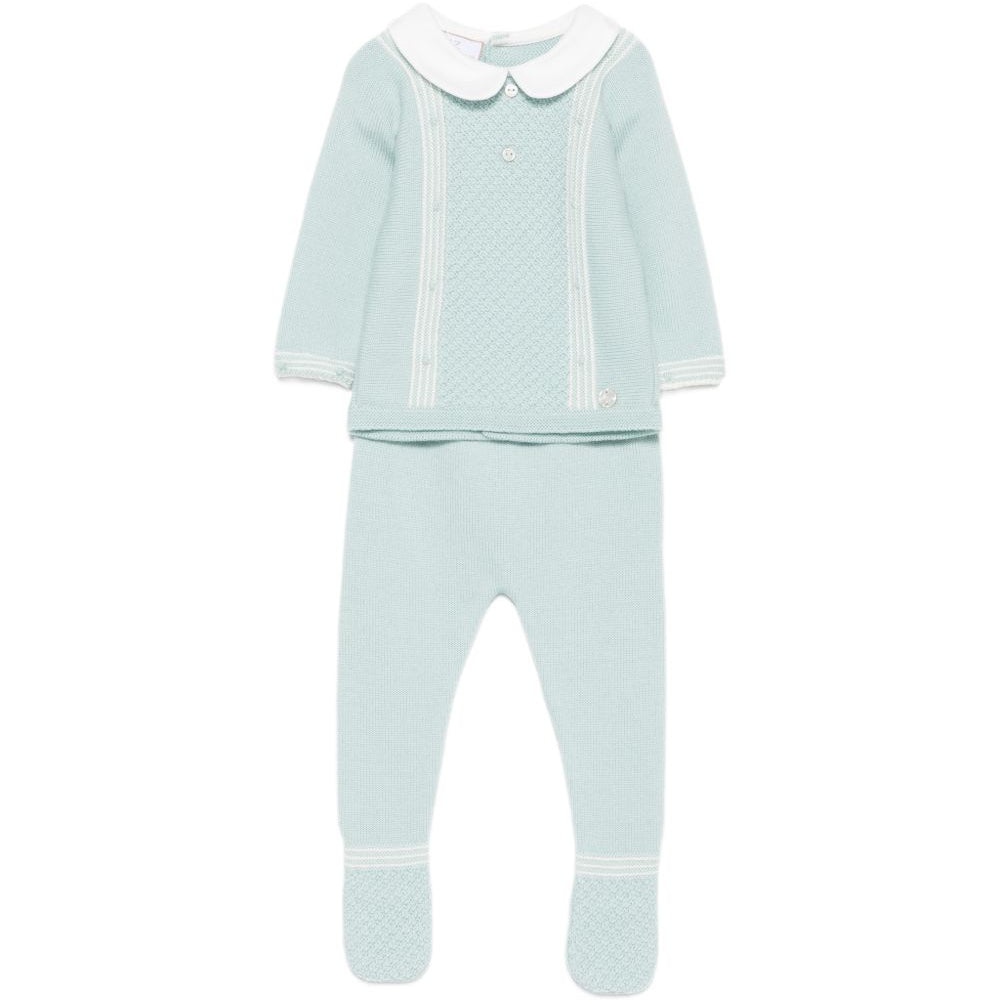 Set due pezzi per neonati Paz Rodriguez Kids verde con colletto alla Peter Pan 103-114133 0316 PaZ RODRIGUEZ KIDS