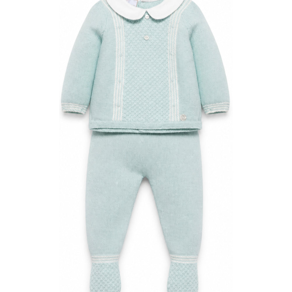 Set due pezzi per neonati Paz Rodriguez Kids verde con colletto alla Peter Pan 103-114133 0316 PaZ RODRIGUEZ KIDS