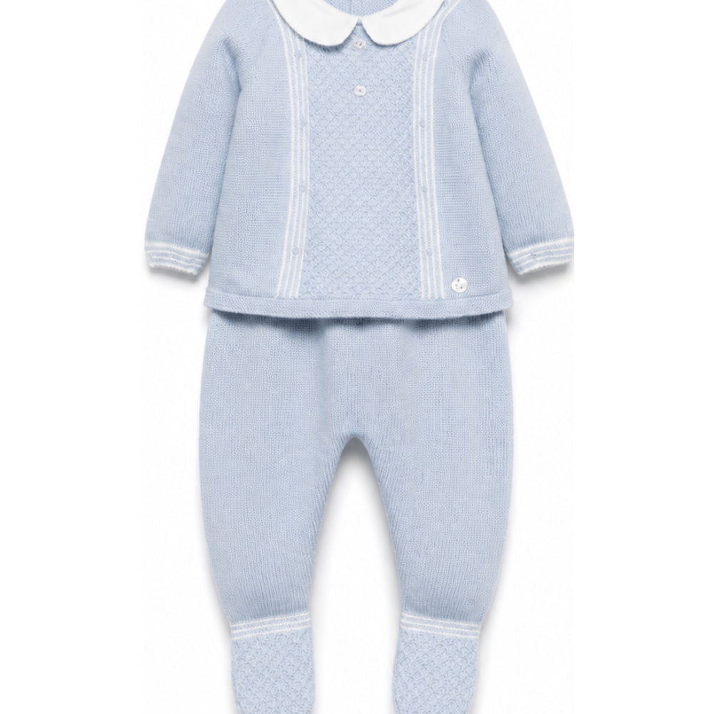 Set due pezzi per neonati Paz Rodriguez Kids azzurro con colletto alla Peter Pan 103-114133 2060 PaZ RODRIGUEZ KIDS