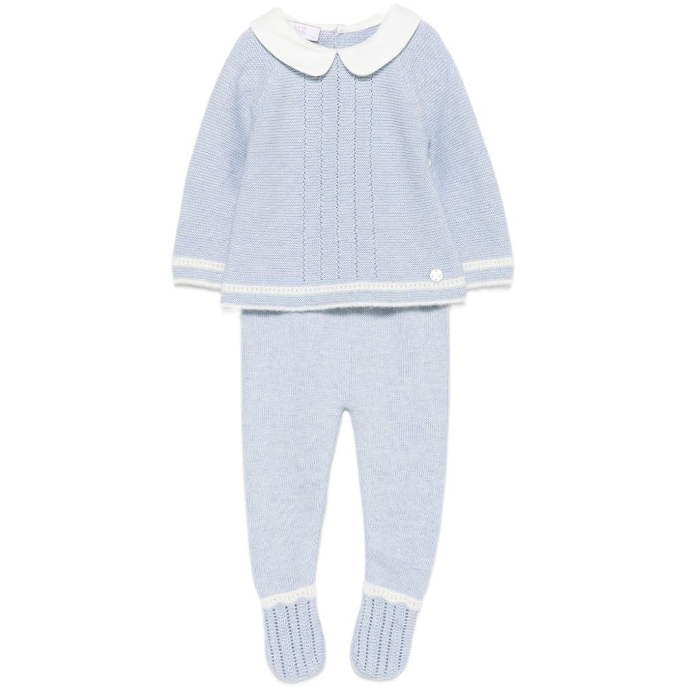 Set due pezzi per neonati Paz Rodriguez Kids azzurro con maglia a punto legaccio 103-124032 8060 PaZ RODRIGUEZ KIDS
