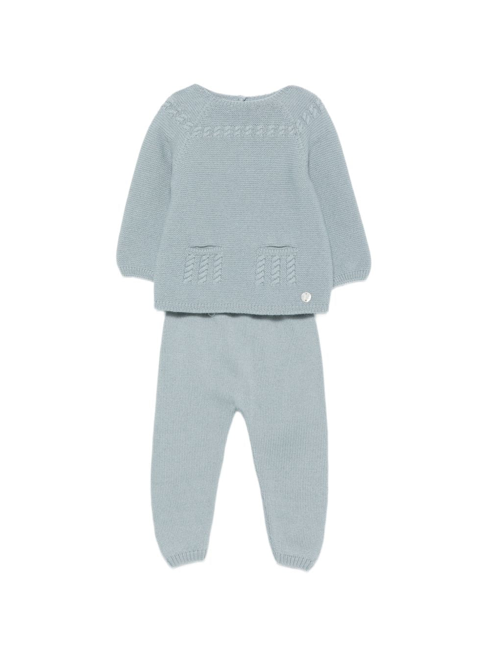 Completo maglia e pantalone per neonato Paz Rodriguez Kids azzurro con maglia a trecce 111986 114171 180 PaZ RODRIGUEZ KIDS