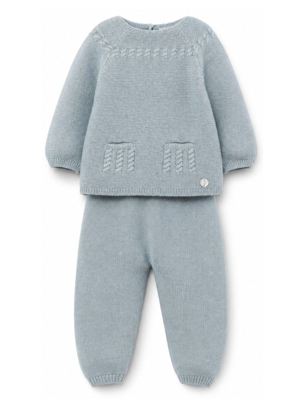 Completo maglia e pantalone per neonato Paz Rodriguez Kids azzurro con maglia a trecce 111986 114171 180 PaZ RODRIGUEZ KIDS