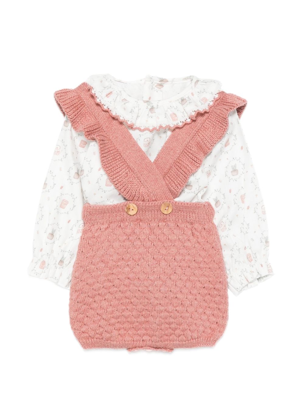 Completo maglione e pantaloncini per neonata Paz Rodriguez Kids rosa con colletto a balze 123896 153895 123894 66 PaZ RODRIGUEZ KIDS
