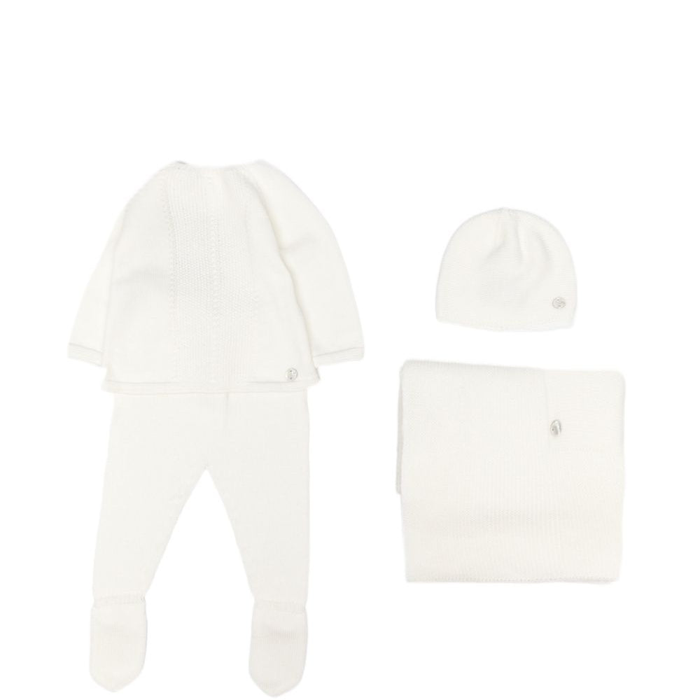 Set di quattro pezzi per neonati Paz Rodriguez Kids bianco con placca con logo 303-123774 60 PaZ RODRIGUEZ KIDS
