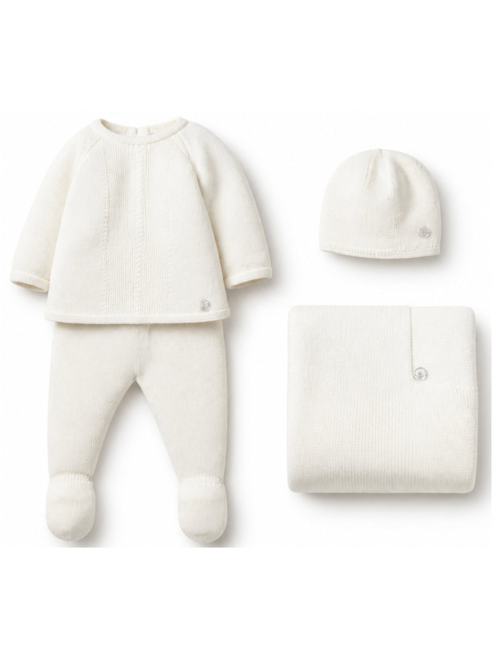 Set di quattro pezzi per neonati Paz Rodriguez Kids bianco con placca con logo 303-123774 60 PaZ RODRIGUEZ KIDS