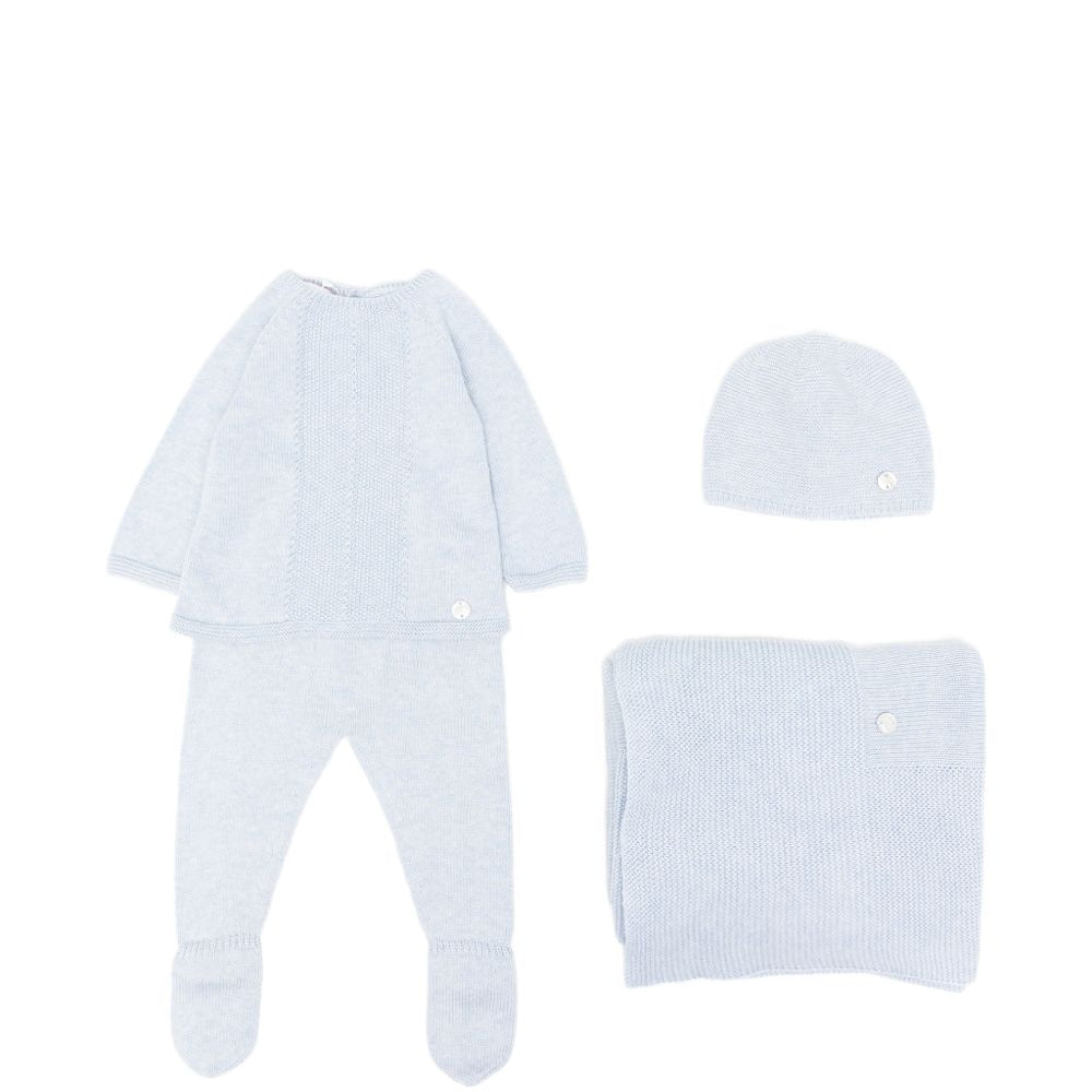 Set di quattro pezzi per neonati Paz Rodriguez Kids azzurro con placchetta con logo 303-123774 80 PaZ RODRIGUEZ KIDS