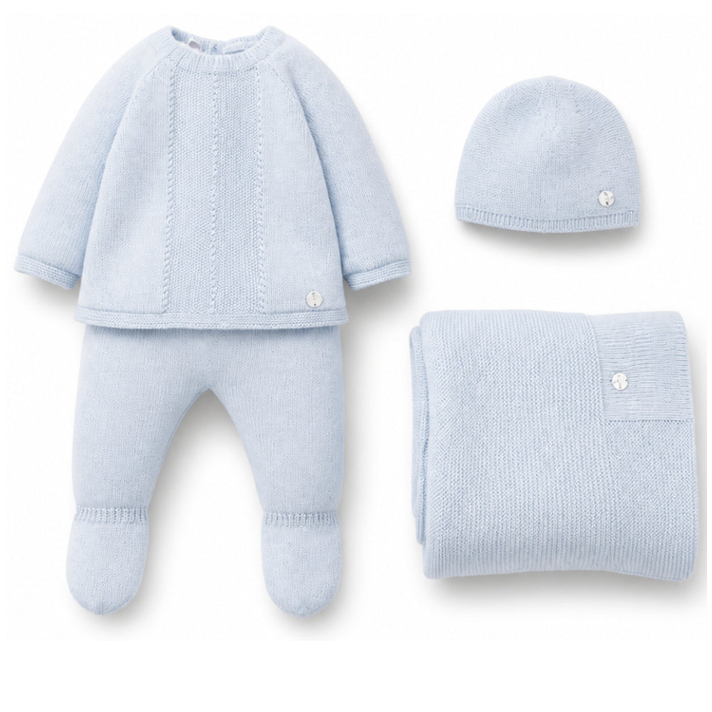 Set di quattro pezzi per neonati Paz Rodriguez Kids azzurro con placchetta con logo 303-123774 80 PaZ RODRIGUEZ KIDS