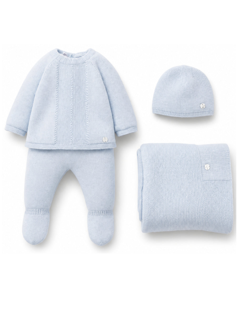 Set di quattro pezzi per neonati Paz Rodriguez Kids azzurro con placchetta con logo 303-123774 80 PaZ RODRIGUEZ KIDS