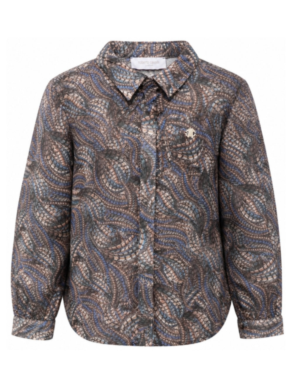 Blusa per bambina Roberto Cavalli Kids blu con colletto con fiocco CGA26014CA FAGIANELLA CERULEA ROBERTO CAVALLI KIDS