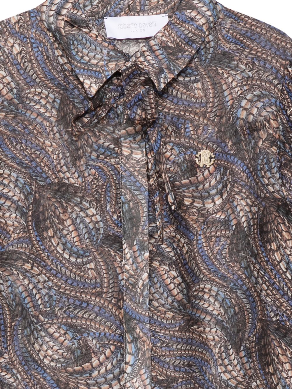 Blusa per bambina Roberto Cavalli Kids blu con colletto con fiocco CGA26014CA FAGIANELLA CERULEA ROBERTO CAVALLI KIDS
