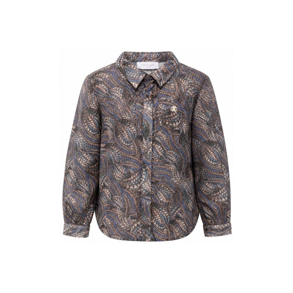 Blusa per bambina Roberto Cavalli Kids blu con colletto con fiocco CGA26014CA FAGIANELLA CERULEA ROBERTO CAVALLI KIDS