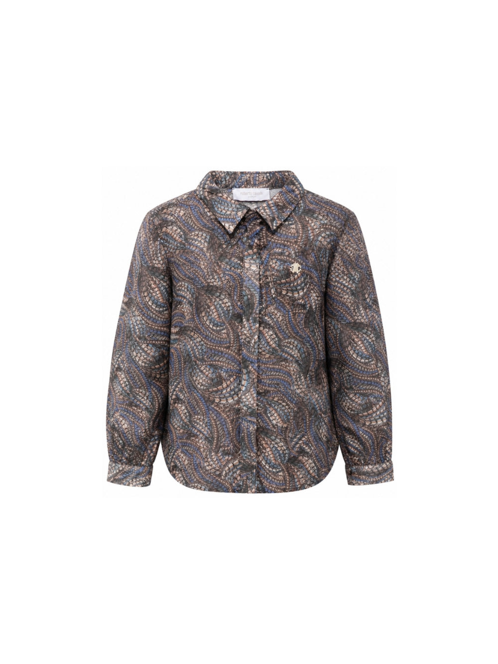 Blusa per bambina Roberto Cavalli Kids blu con colletto con fiocco CGA26014CA FAGIANELLA CERULEA ROBERTO CAVALLI KIDS
