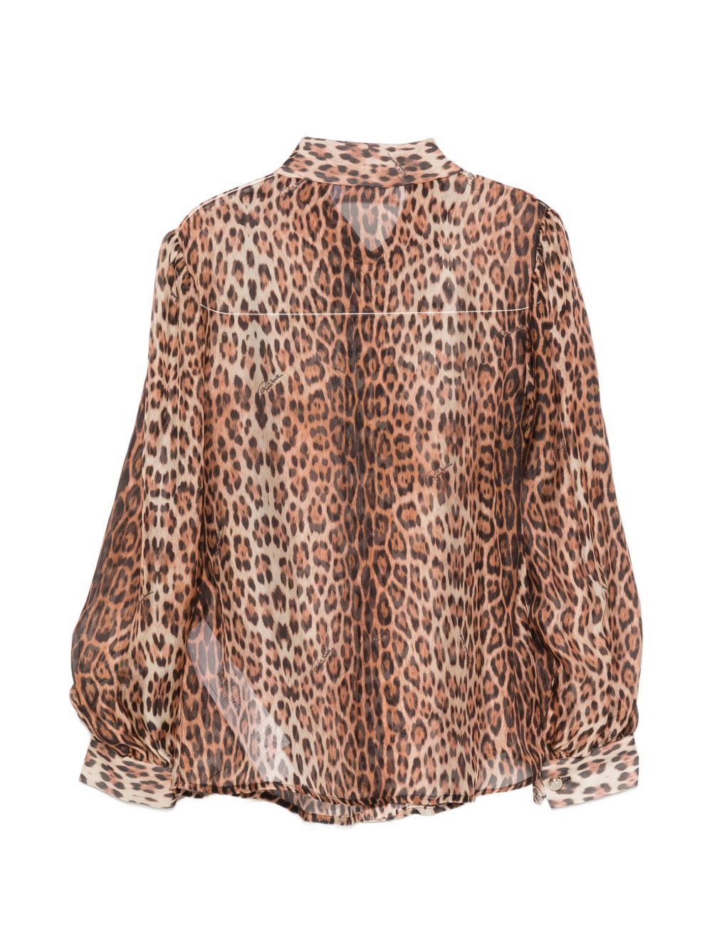 Camicia per bambina Roberto Cavalli Kids marrone con stampa animalier all-over CGA26014CA GIAGUARO NATURALE ROBERTO CAVALLI KIDS
