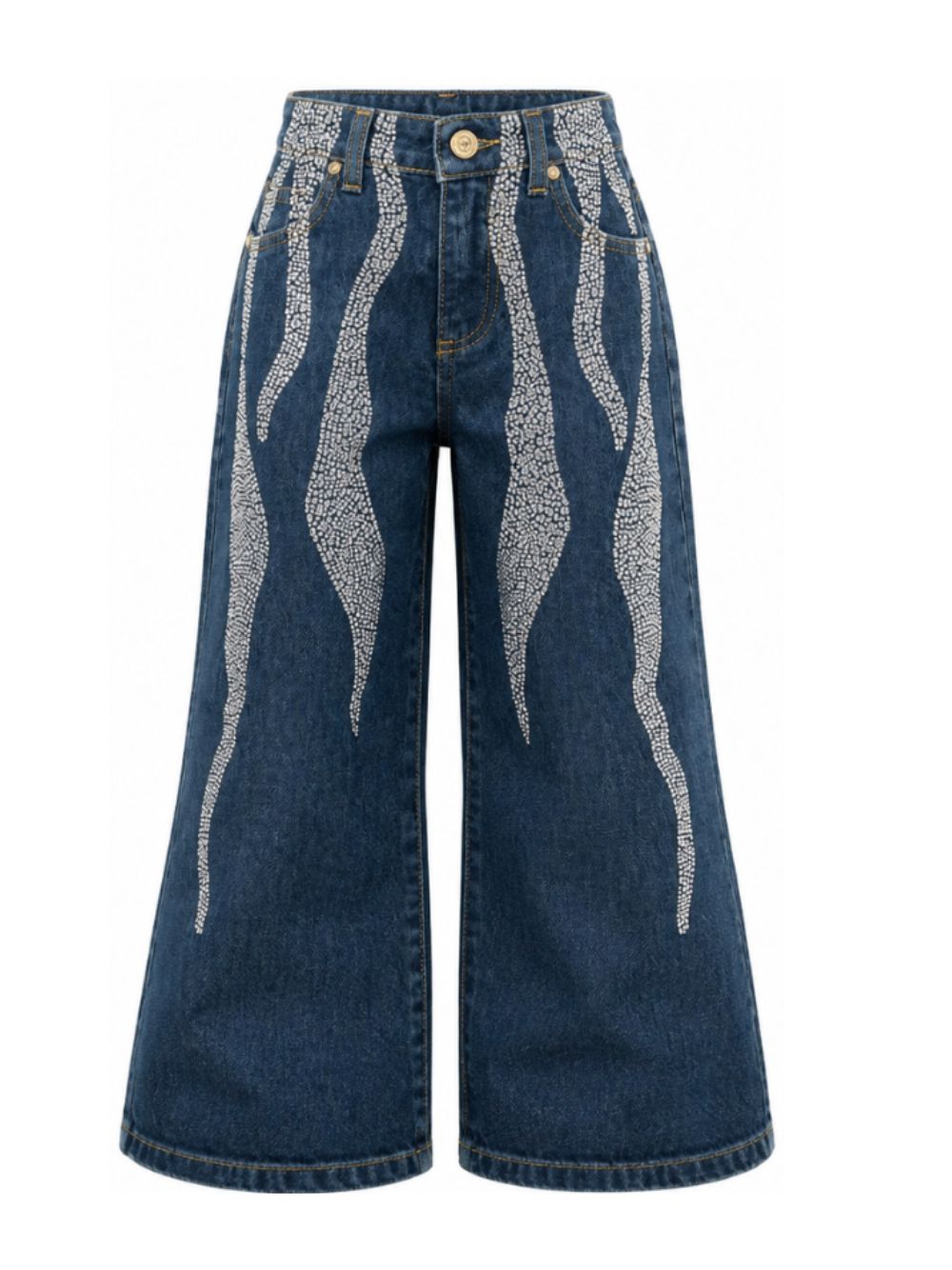 Jeans per bambina Roberto Cavalli Kids denim a gamba larga CGA26018JE DENIM BLUE MEDIUM ROBERTO CAVALLI KIDS