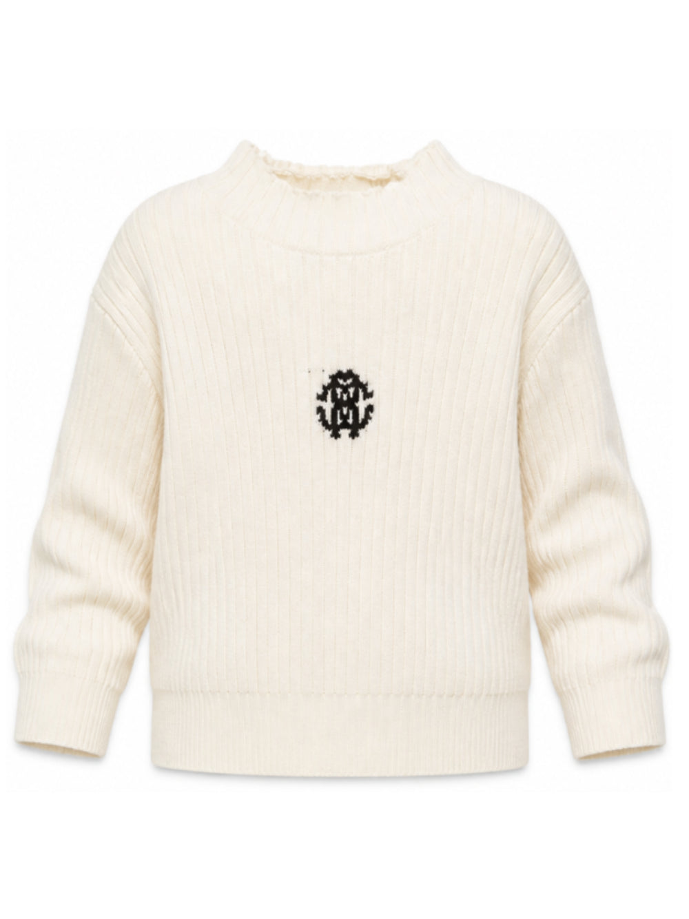 Maglione per bambina Roberto Cavalli Junior bianco crema con logo ricamato sul davanti CGA26101MA AVORIO CANNOLI CREAM ROBERTO CAVALLI KIDS
