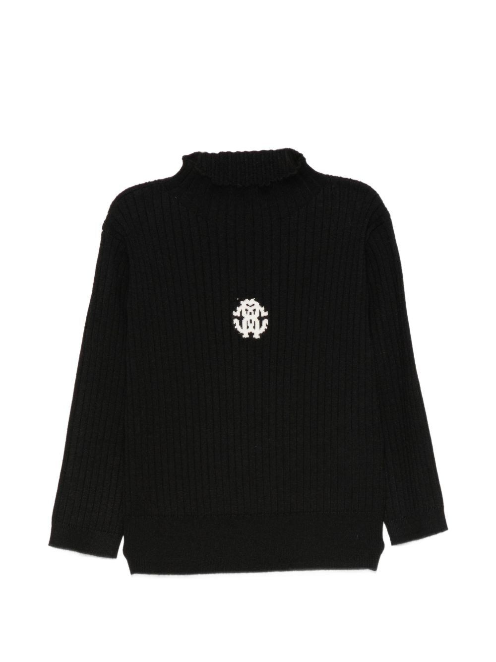 Maglione per bambina Roberto Cavalli Kids mero con ricamo logo sul davanti CGA26101MA BLACK ROBERTO CAVALLI KIDS